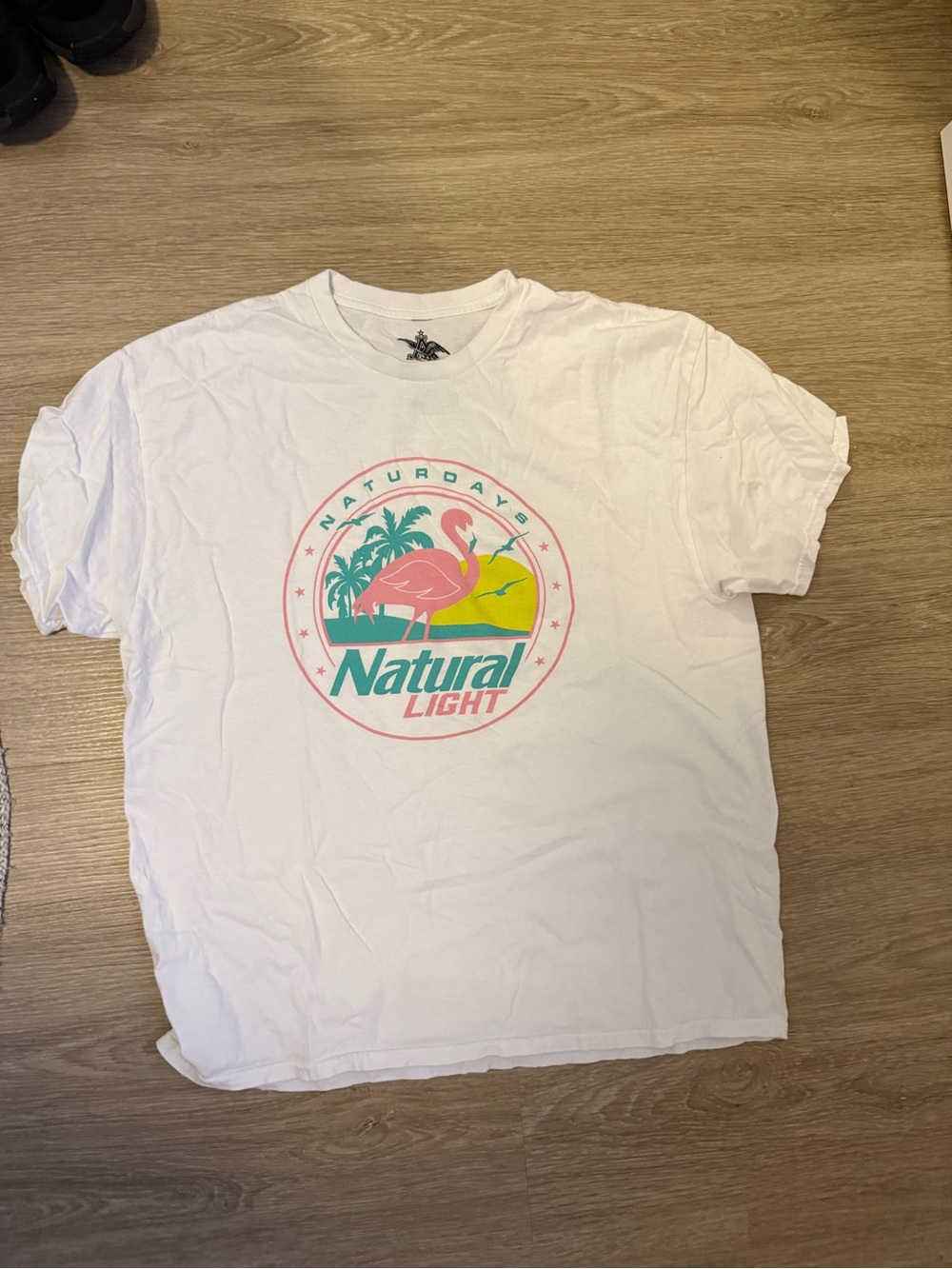 Natural Light Saturdays Flamingo Graphic Tee - White